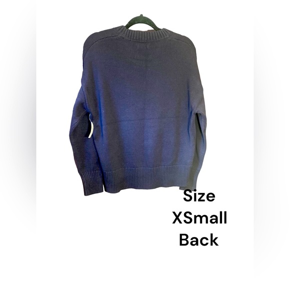 Daily Ritual Women's Boxy Crewneck Sweater Navy Blue Ribbed Mid-Weight Top NEW - Picture 3 of 8
